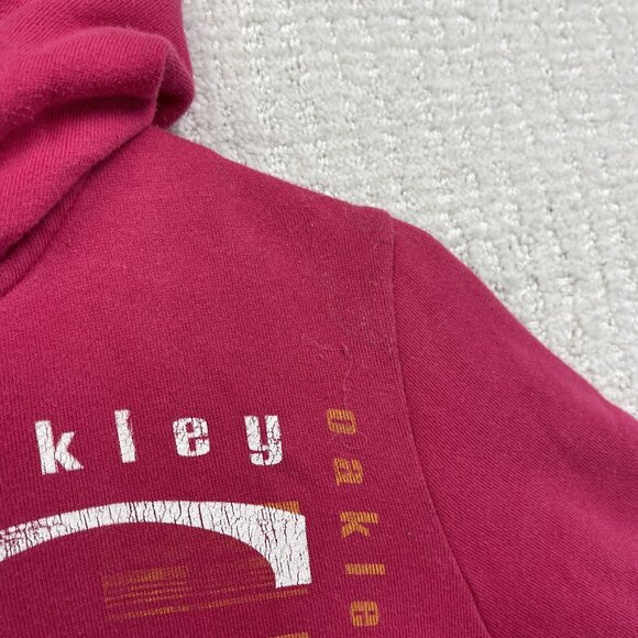 Retro Y2K Oakley Women's Full Zip Hoodie Pink Big Graphic Size XS Stained, read* - Picture 8 of 16